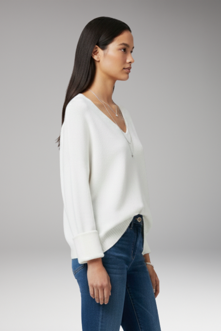 Women’s Jumper with V-Neckline and Relaxed Fit