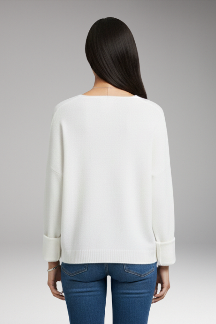 Women’s Jumper with V-Neckline and Relaxed Fit