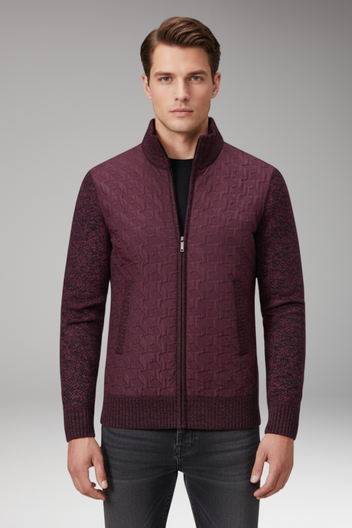 Men’s Jumper with V-Neckline and Ribbed Surface
