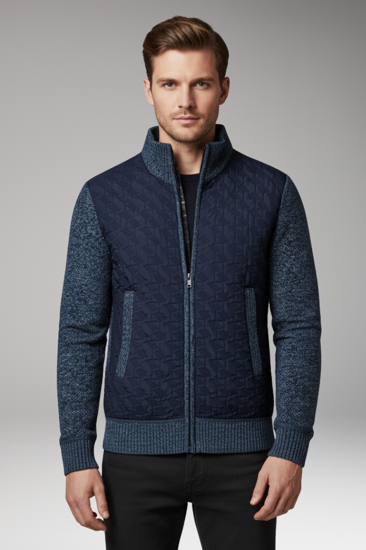 Men’s Jumper with V-Neckline and Ribbed Surface