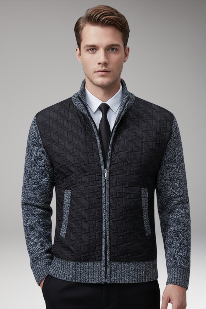 Men’s Jumper with V-Neckline and Ribbed Surface