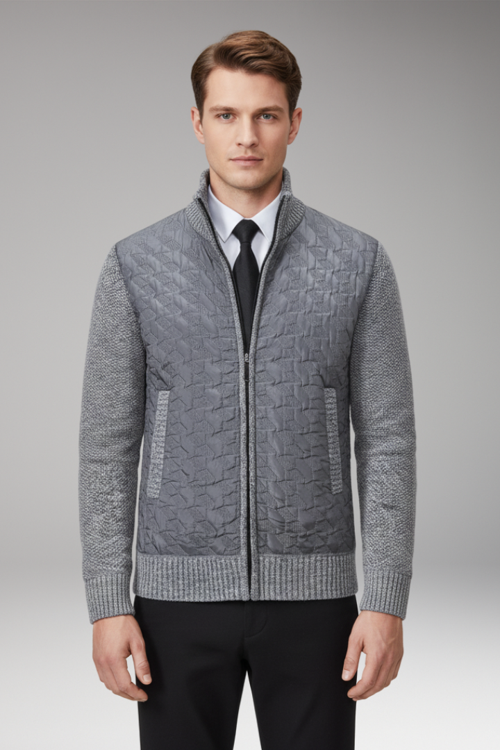 Men’s Jumper with V-Neckline and Ribbed Surface
