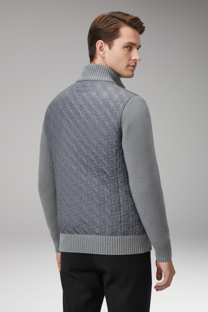 Men’s Jumper with V-Neckline and Ribbed Surface