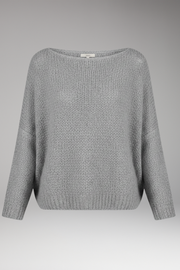 Women’s Jumper with Wide Neckline and Textured Surface