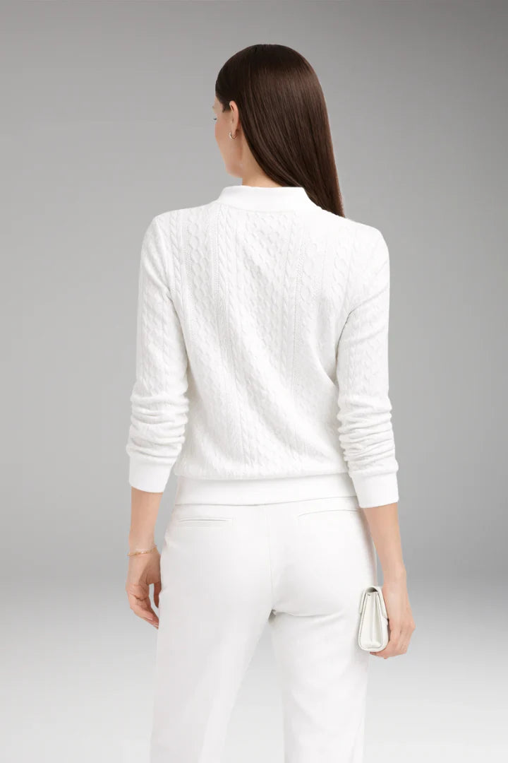 Women’s Jumper with Zip Neck and Cable Texture