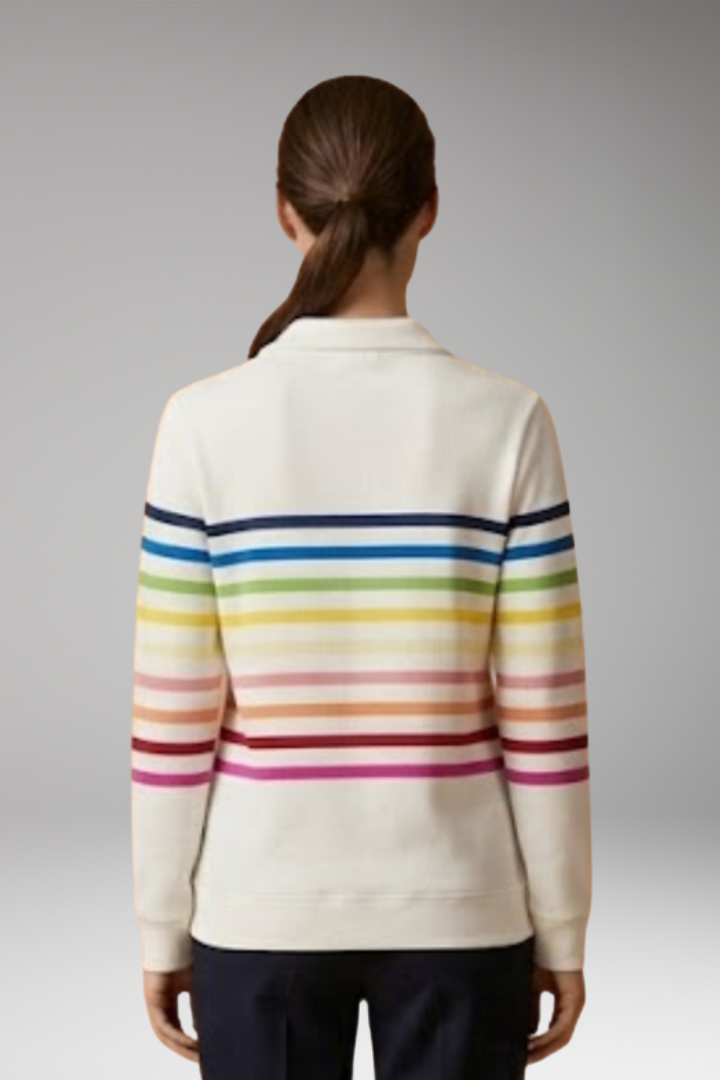 Women's Sweatshirt with Half-Zip Closure and Striped Pattern