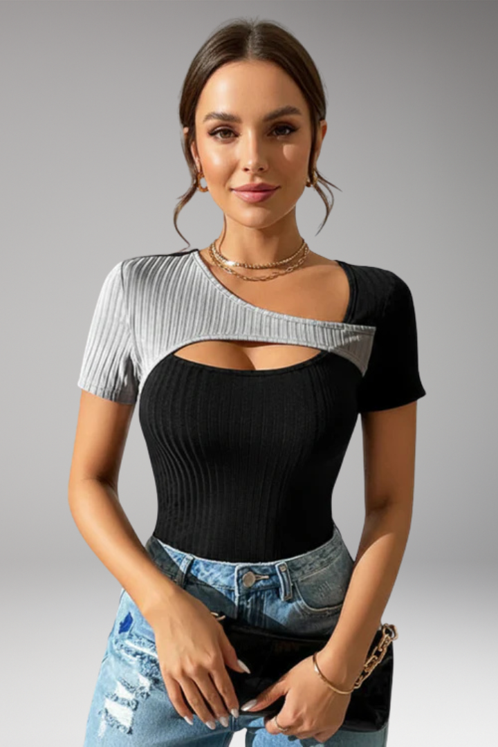 Women’s T-Shirt with Asymmetric Neckline and Cut-Out