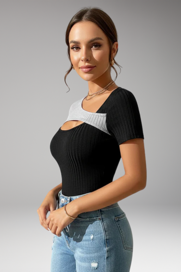 Women’s T-Shirt with Asymmetric Neckline and Cut-Out