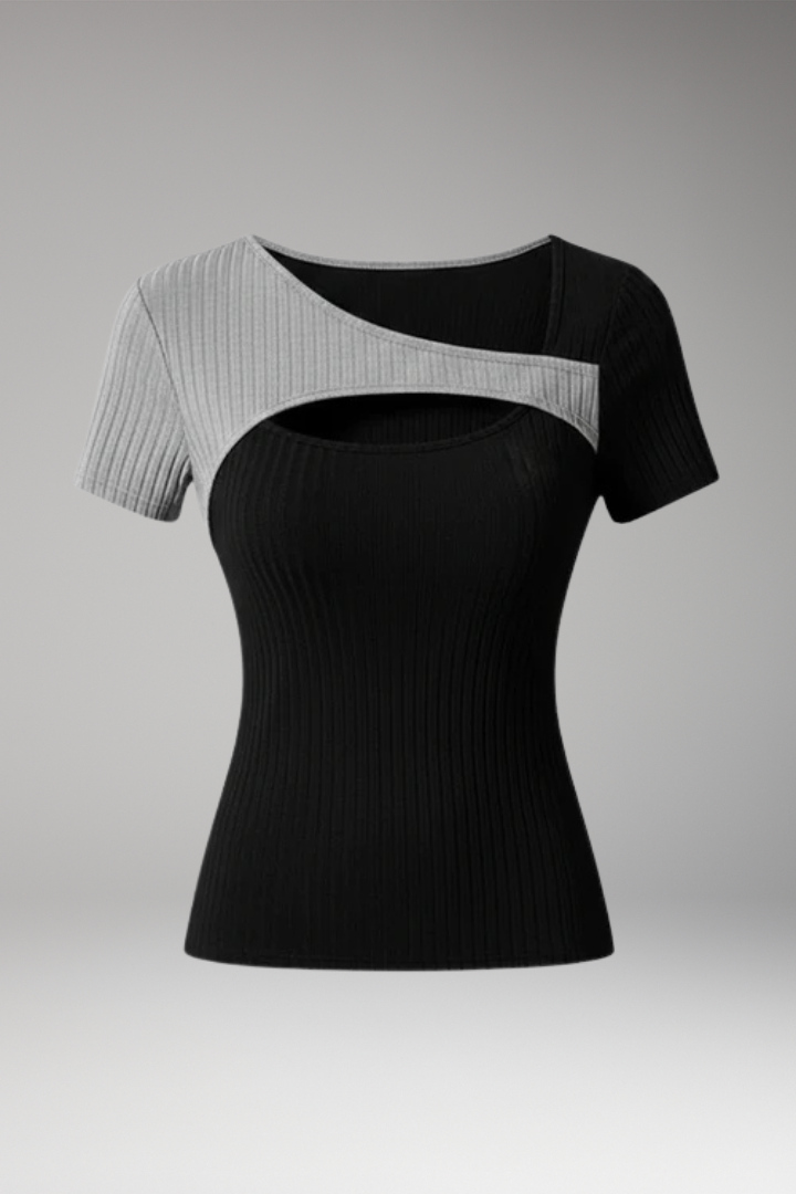 Women’s T-Shirt with Asymmetric Neckline and Cut-Out