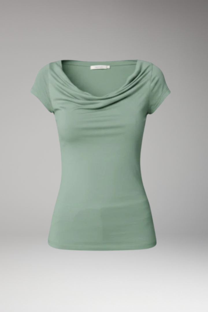Women’s T-Shirt with Draped Neck and Short Sleeves