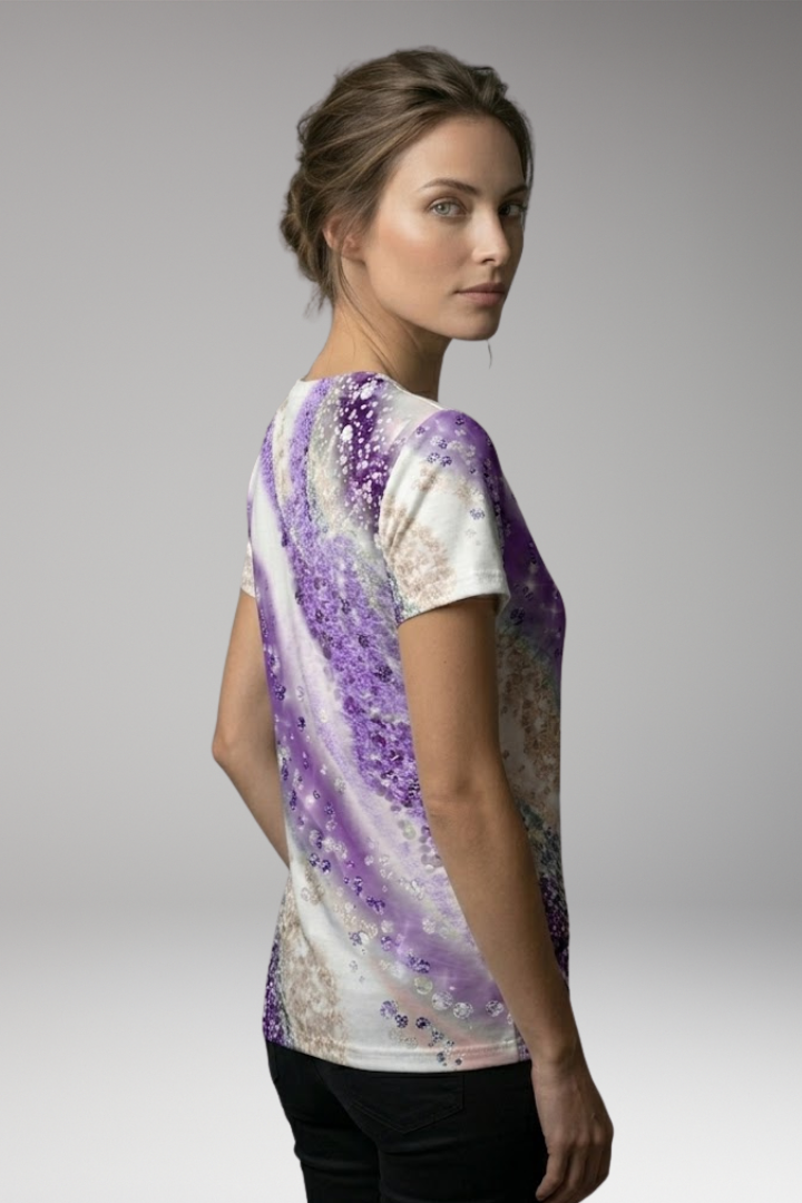 Women’s T-Shirt with Gradient Print and V-Neck