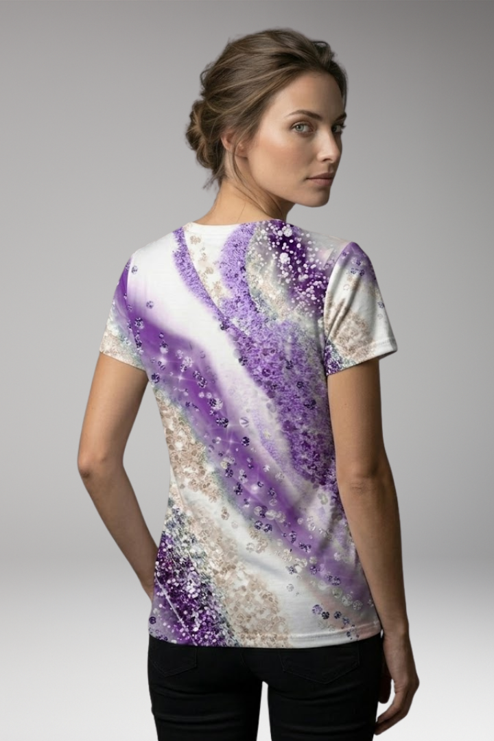 Women’s T-Shirt with Gradient Print and V-Neck
