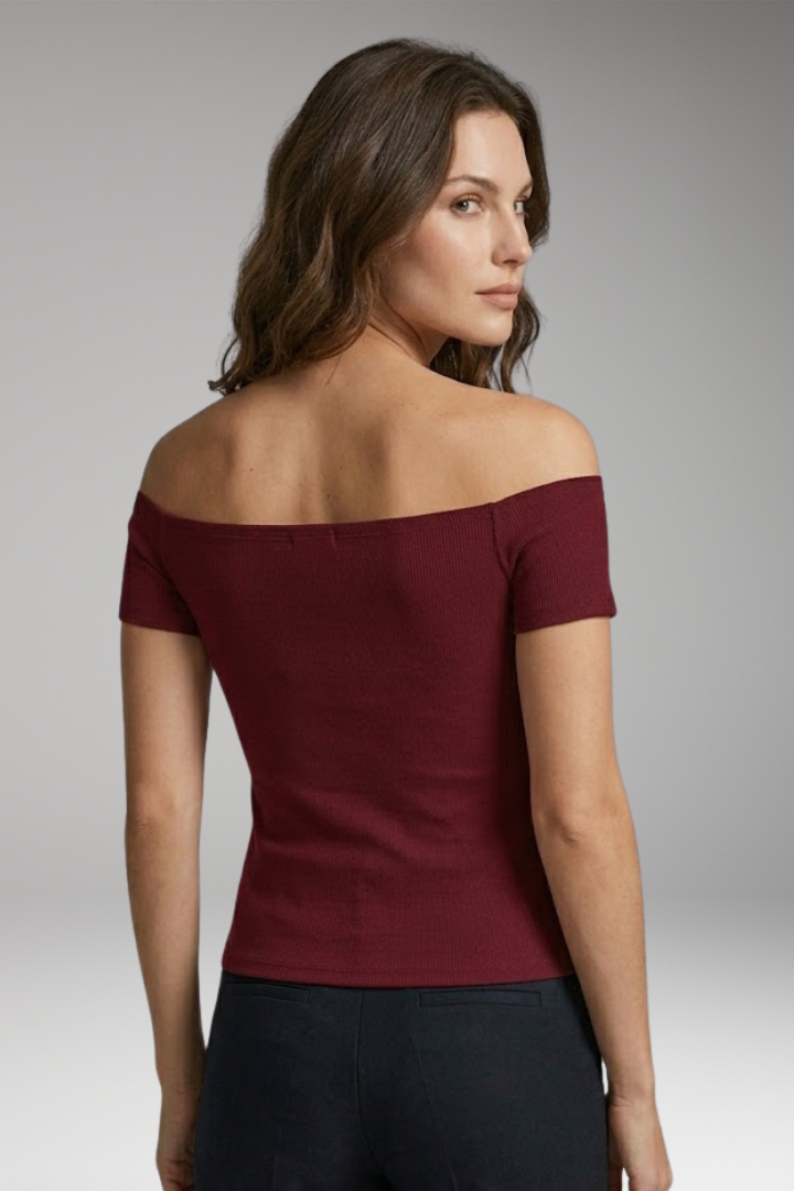 Women’s T-Shirt with Off-Shoulder and Front Tie