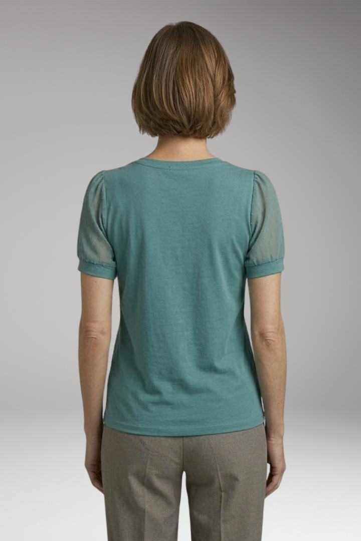 Women’s T-Shirt with Puff Sleeves and V-Neck