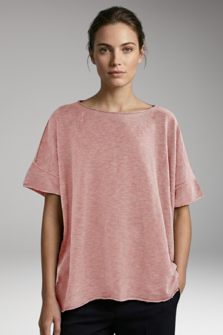Women’s T-Shirt with Rolled Sleeves and Oversized Fit