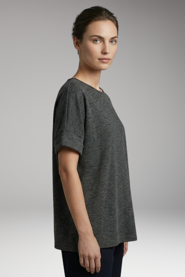 Women’s T-Shirt with Rolled Sleeves and Oversized Fit