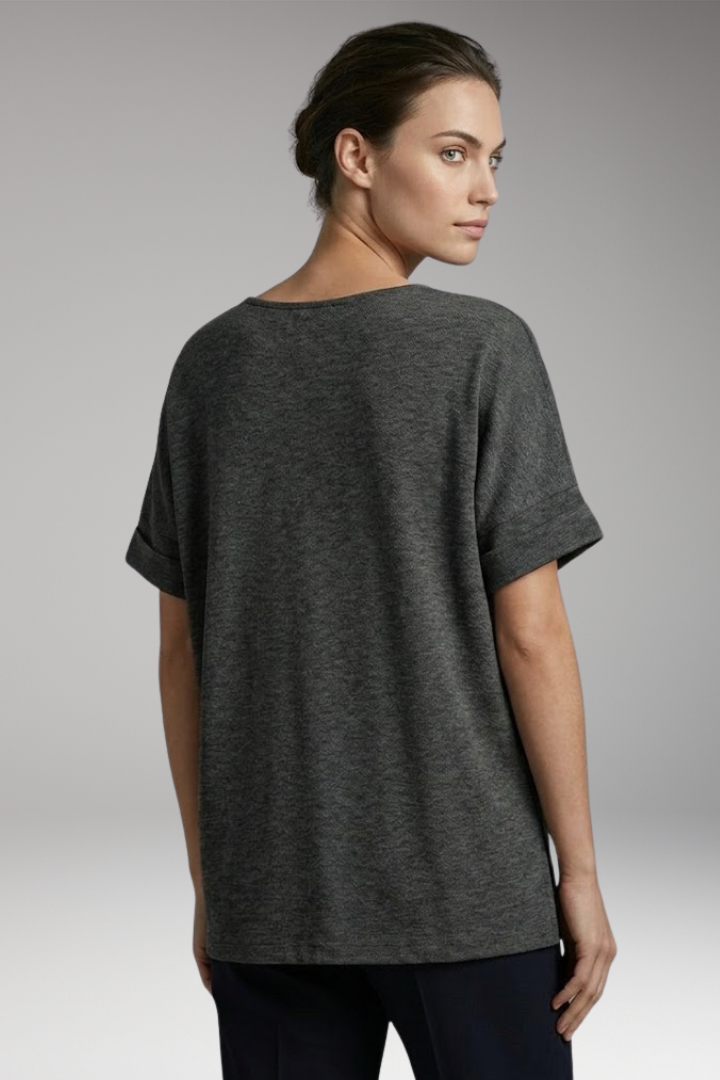 Women’s T-Shirt with Rolled Sleeves and Oversized Fit