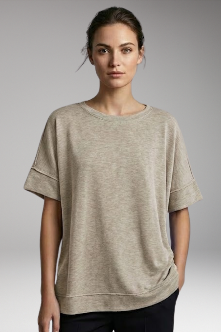Women’s T-Shirt with Rolled Sleeves and Oversized Fit