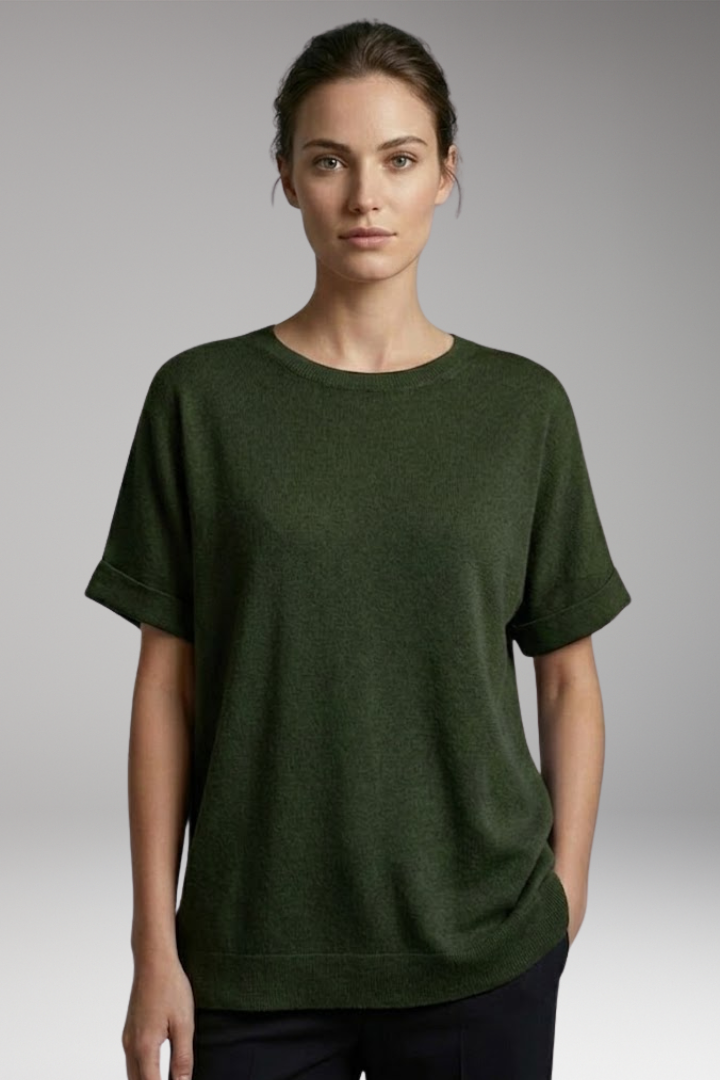 Women’s T-Shirt with Rolled Sleeves and Oversized Fit