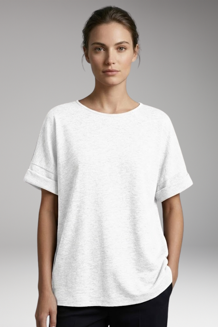 Women’s T-Shirt with Rolled Sleeves and Oversized Fit