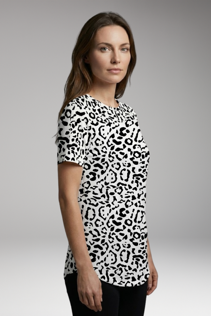 Women’s T-Shirt with Round Neck and Animal Print