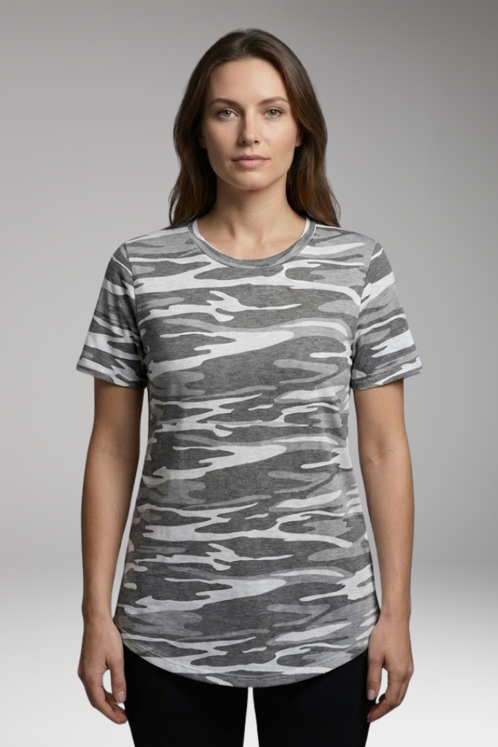 Women’s T-Shirt with Round Neck and Animal Print