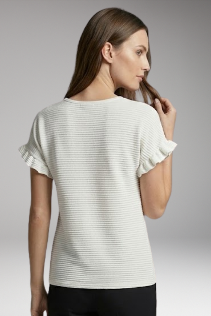 Women’s T-Shirt with Round Neck and Ruffled Sleeves