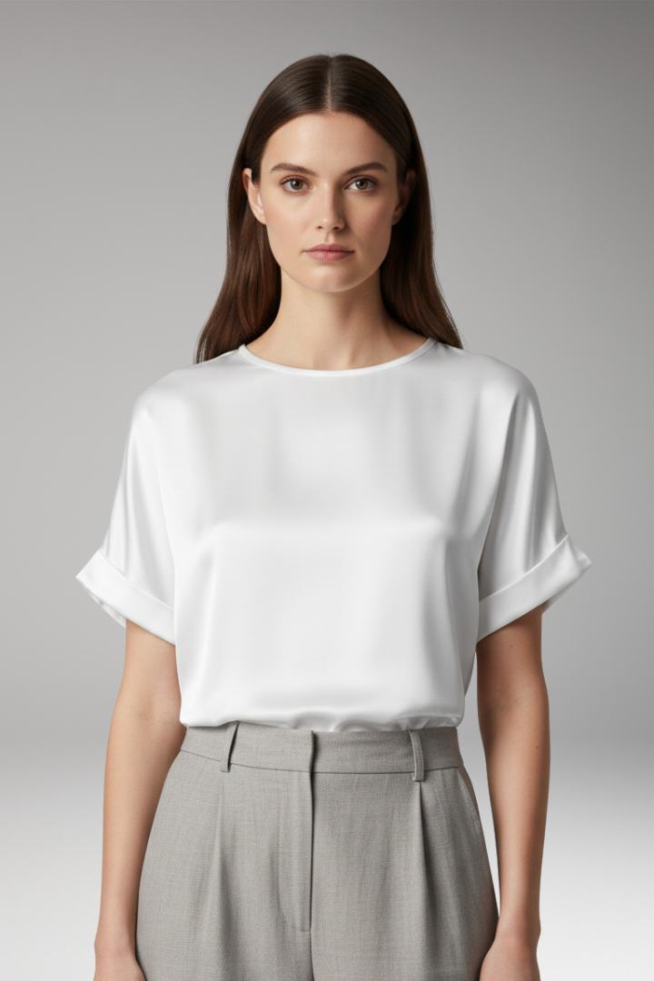 Women’s T-Shirt with Round Neck and Smooth Surface