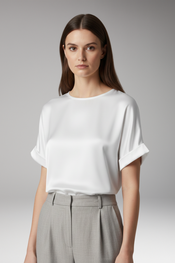 Women’s T-Shirt with Round Neck and Smooth Surface