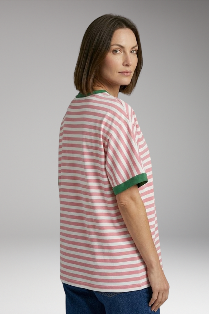 Women’s T-Shirt with Striped Pattern and Round Neck