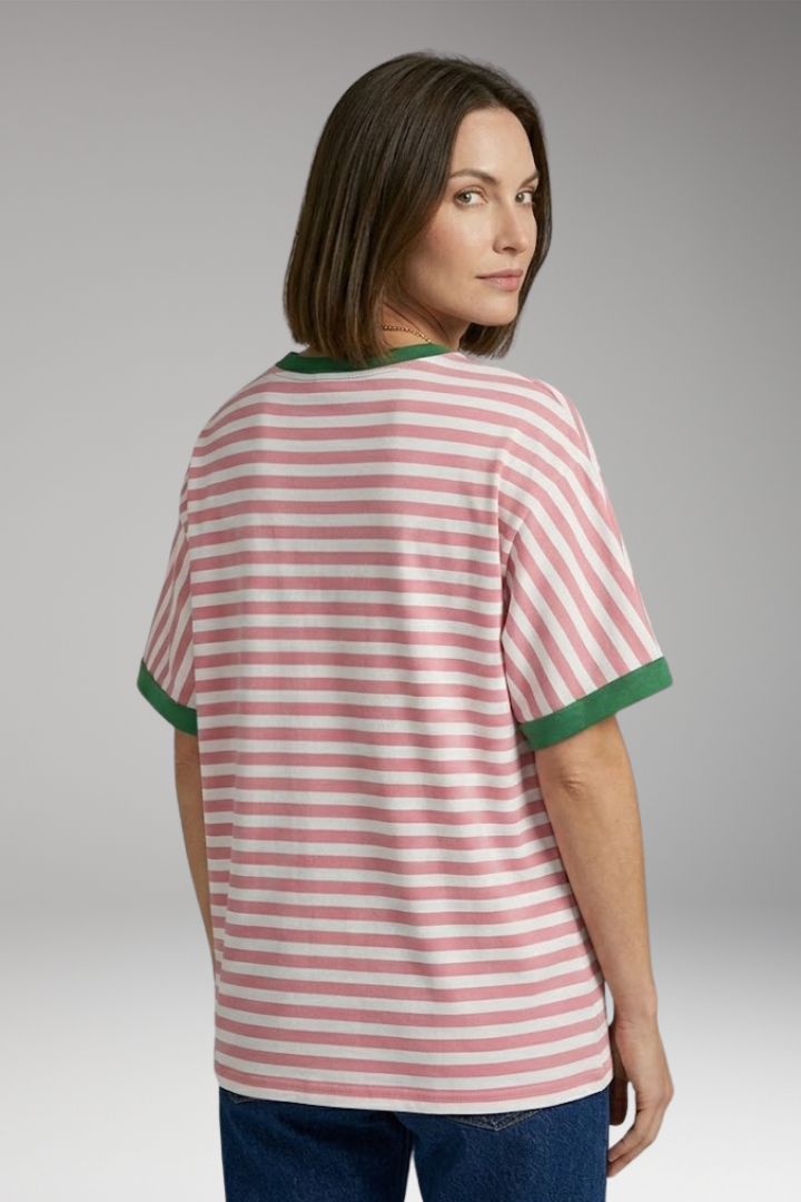 Women’s T-Shirt with Striped Pattern and Round Neck