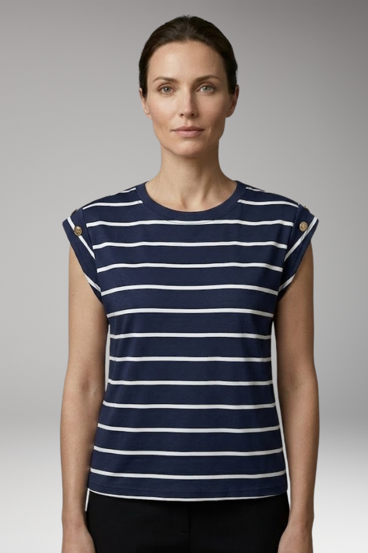 Women’s Striped T-Shirt with Round Neck