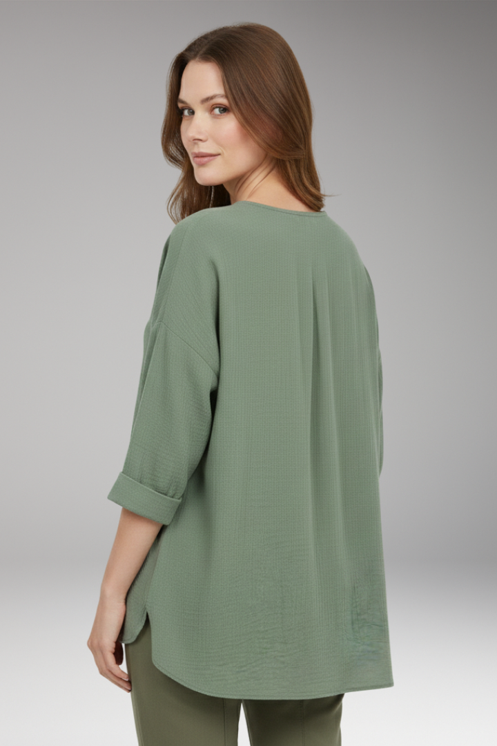 Women’s T-Shirt with V-Neck and Button Front