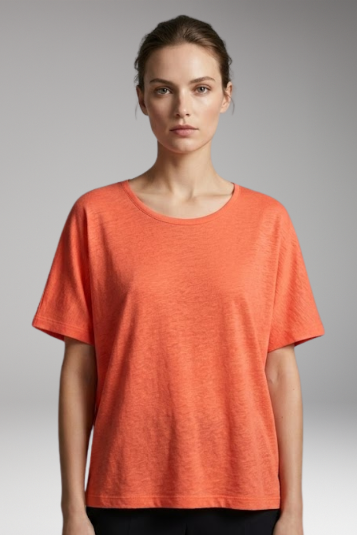 Women’s T-shirt with Round Neck and Loose Fit