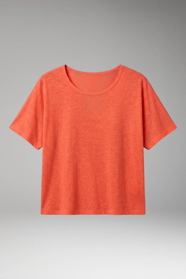 Women’s T-shirt with Round Neck and Loose Fit