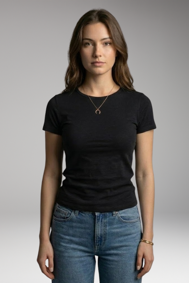 Women’s T-shirt with Round Neckline and Short Sleeves