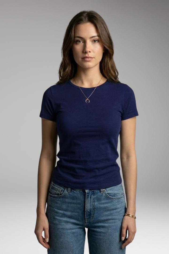 Women’s T-shirt with Round Neckline and Short Sleeves