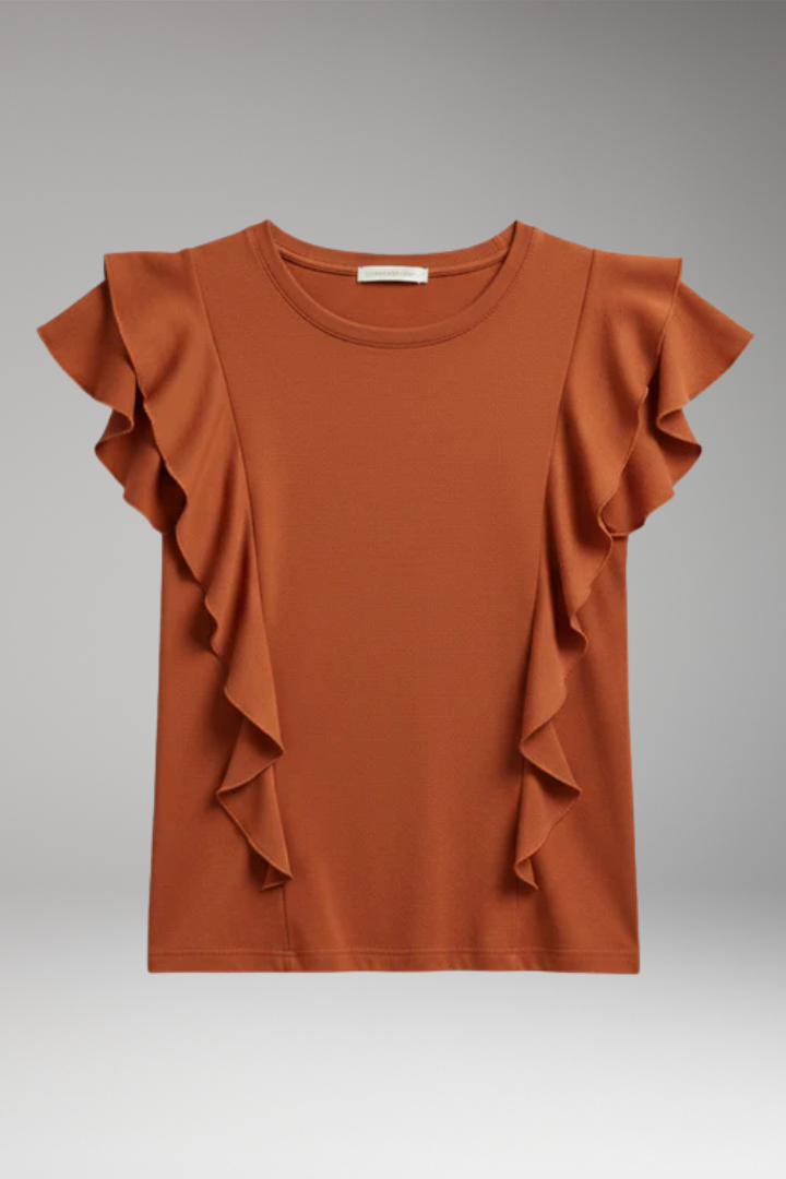 Women’s T-shirt with Short Sleeves and Ruffle Detailing