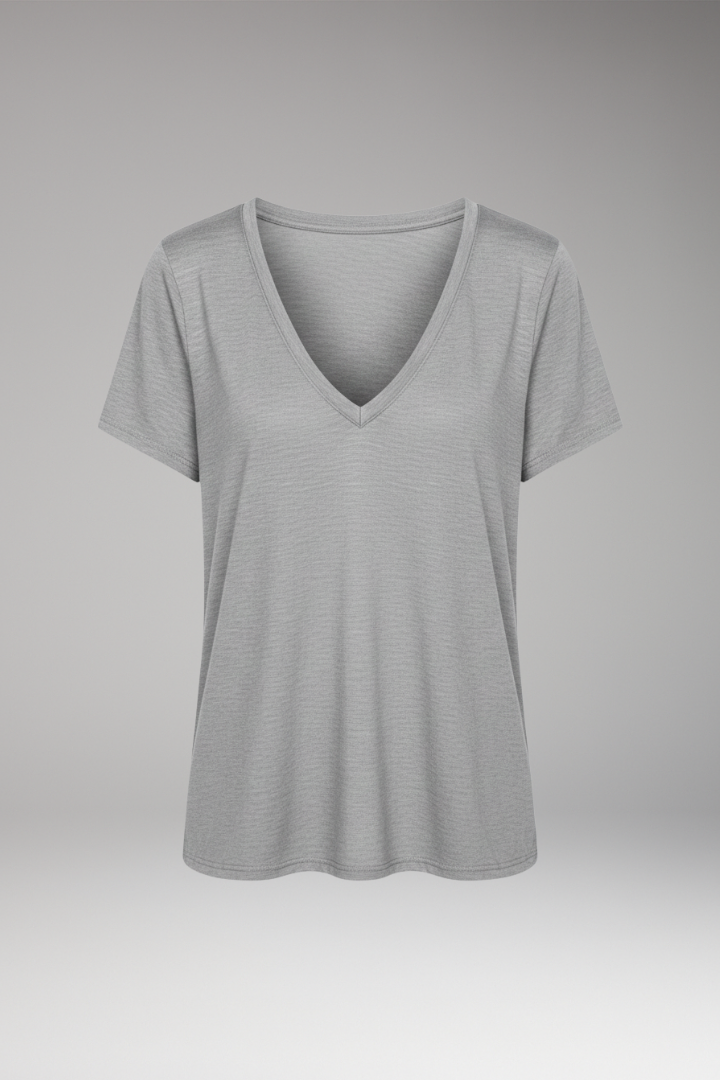 Women's T-shirt with V-neck and Short Sleeves