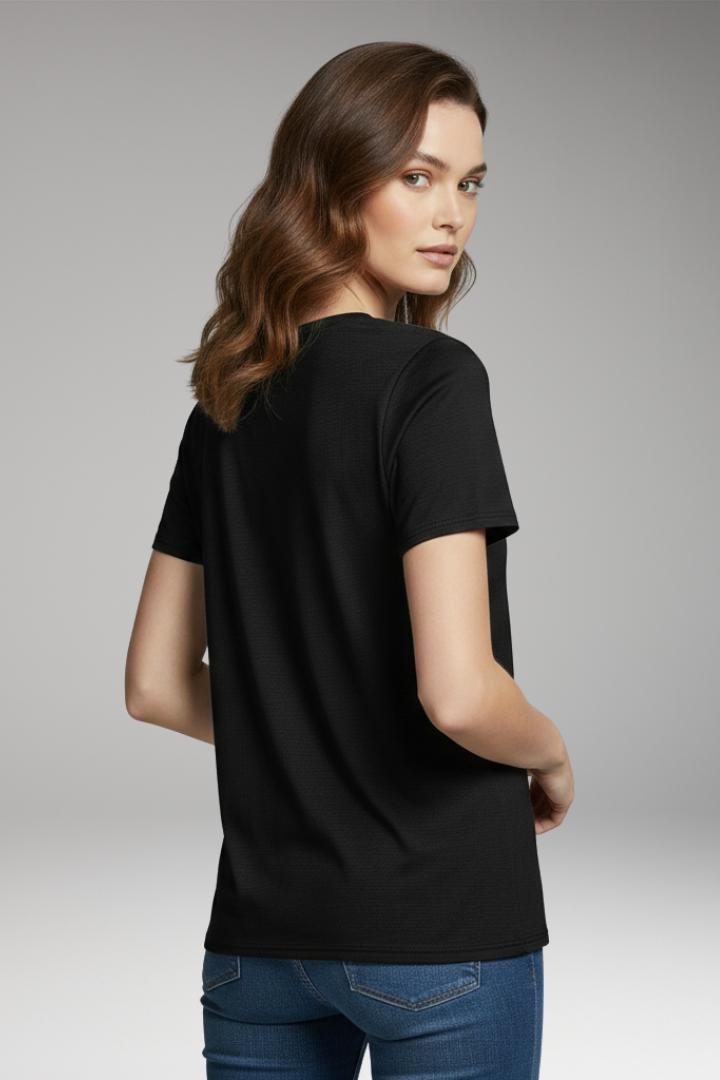 Women's T-shirt with V-neck and Short Sleeves