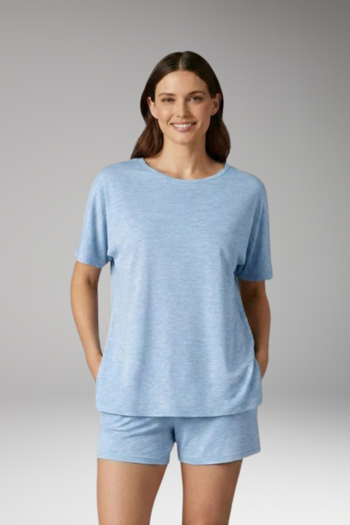 Women's T-Shirt and Shorts Set with Round Neck Top
