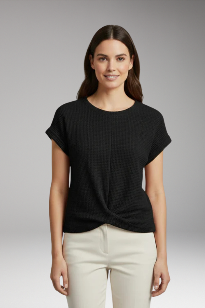 Women's T-Shirt with Boat Neck and Rolled Sleeves