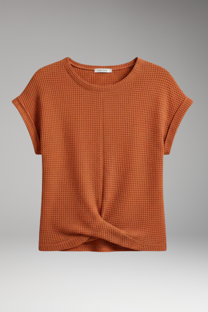 Women's T-Shirt with Boat Neck and Rolled Sleeves