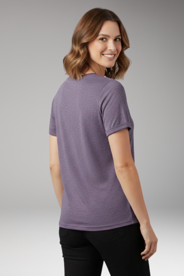 Women's T-Shirt with Button Placket and Chest Pocket