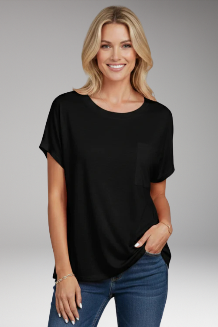 Women's T-Shirt with Chest Pocket and Short Sleeves