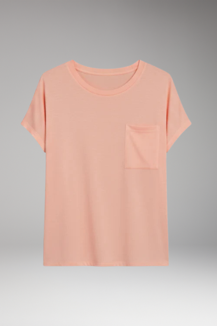 Women's T-Shirt with Chest Pocket and Short Sleeves
