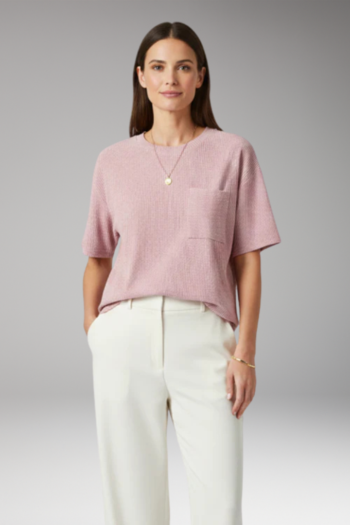 Women's T-Shirt with Chest Pocket and Textured Surface