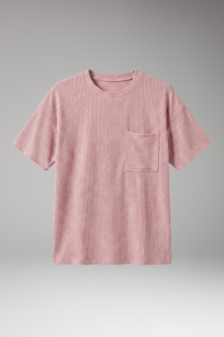Women's T-Shirt with Chest Pocket and Textured Surface