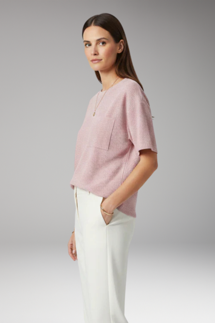 Women's T-Shirt with Chest Pocket and Textured Surface