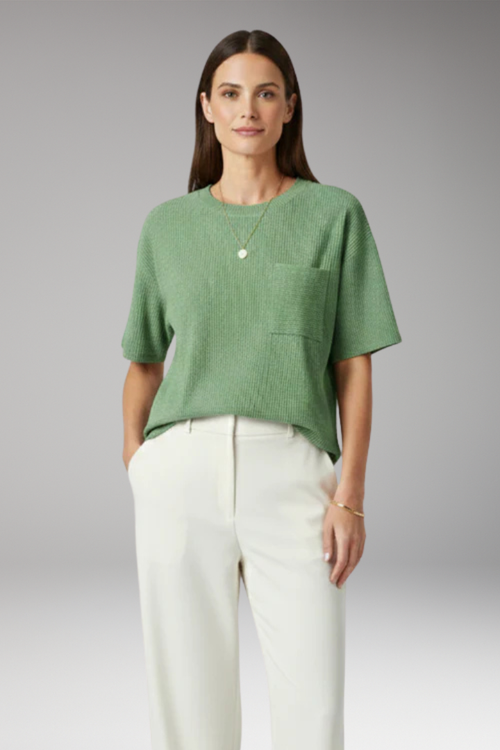 Women's T-Shirt with Chest Pocket and Textured Surface